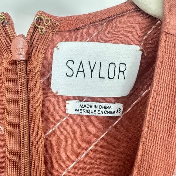 Saylor Emery Stripe Jumpsuit in Rust Size XS Linen Blend Wide Leg Preppy Coastal - Picture 5 of 11